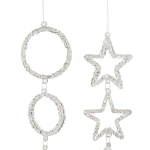 J-Line hanger Cirkel + Ster Glitter – glas – zilver – 2 stuks J-Line hanger Cirkel + Ster Glitter – glas – zilver – 2 stuks