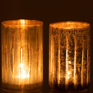 J-Line windlicht Streep – glas – blauw – large – 2 stuks J-Line windlicht Streep – glas – blauw – large – 2 stuks
