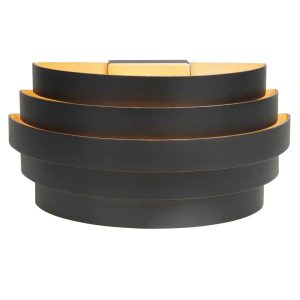 Highlight wandlamp Scudo – 1 lichts – 12.5 x 12.5 cm – zwart goud