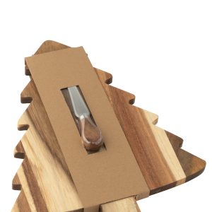 J-Line kaasplank + mes Kerstboom – hout – naturel J-Line kaasplank + mes Kerstboom – hout – naturel