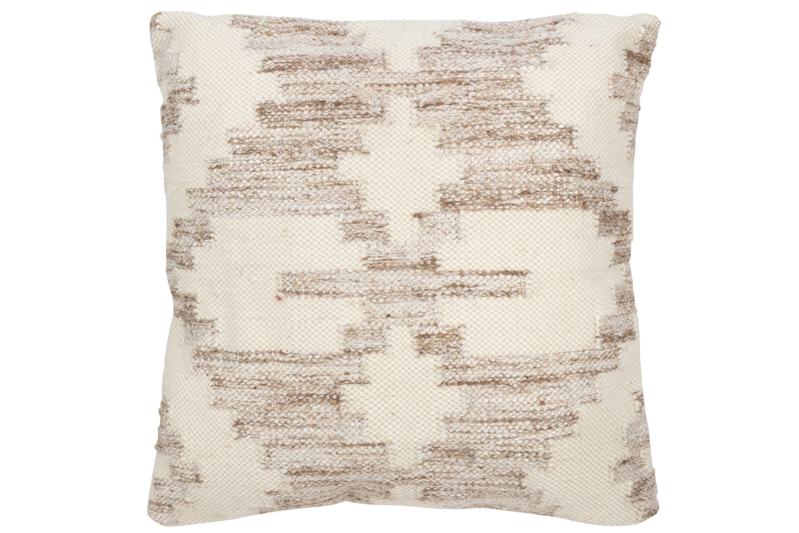 J-Line kussen Etnisch Kruis - wol/katoen - creme/beige