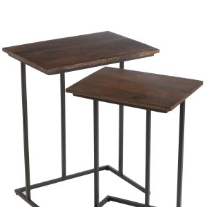 J-Line tafel Rechthoek – ijzer/hout – bruin/zwart – 2 stuks J-Line tafel Rechthoek – ijzer/hout – bruin/zwart – 2 stuks