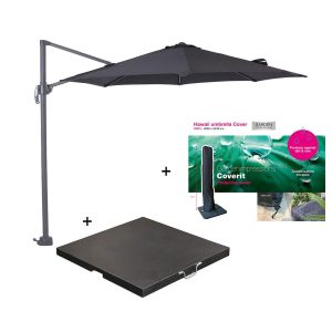 Garden Impressions zweefparasol Hawaii S zwart Ø300 cm incl 60 kg voet Garden Impressions zweefparasol Hawaii S zwart Ø300 cm incl 60 kg voet