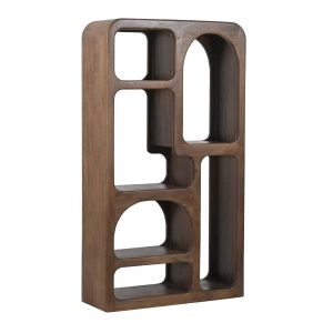 Giga Meubel Vakkenkast Yuki – Donkerbruin Hout – 90x34x160cm