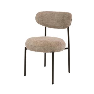 Giga Living Eetkamerstoel Round – Zand/Bruin Bouclé – Set van 2 Giga Living Eetkamerstoel Round – Zand/Bruin Bouclé – Set van 2