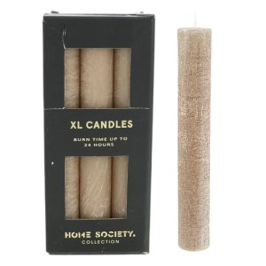 Home Society Diner Kaars XL – taupe – was – ∅ 3,2 cm / H 24 cm – set v