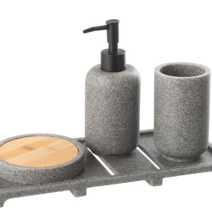 J-Line zeepdispenser On Tray – polyresin – donkergrijs/naturel J-Line zeepdispenser On Tray – polyresin – donkergrijs/naturel
