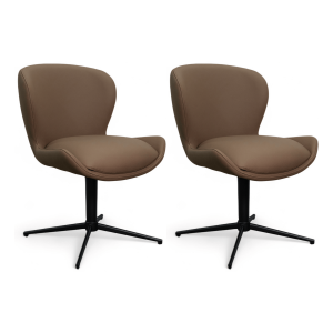 Furnhouse eetkamerstoel Nicklas – Taupe – Leer – Set van 2