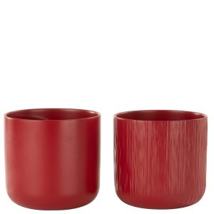 J-Line bloempot Gen – keramiek – rood – large – 2 stuks – Ø 18.5 cm J-Line bloempot Gen – keramiek – rood – large – 2 stuks – Ø 18.5 cm