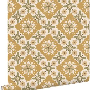 ESTAhome behang vintage bloemen okergeel en groen – 50 x 900 cm – 1315 ESTAhome behang vintage bloemen okergeel en groen – 50 x 900 cm – 1315