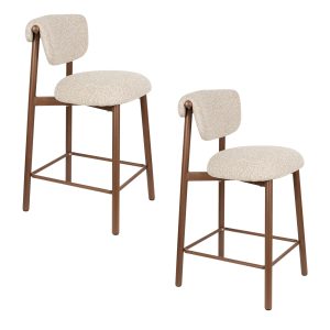 Housecraft Living Lee Barkrukken rugleuning 65 cm Beige – Set van 2