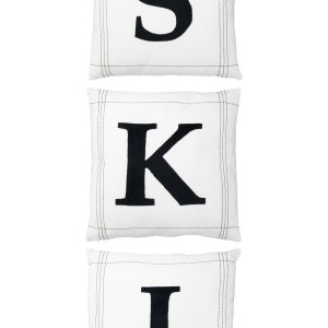 J-Line kussen S-K-I – katoen – wit – 3 stuks
