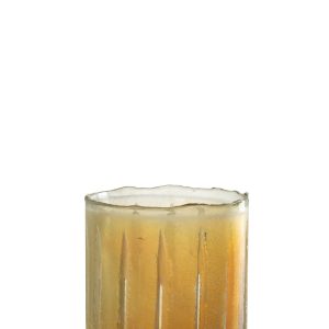 J-Line kaarshouder Strepen – glas – geel – small