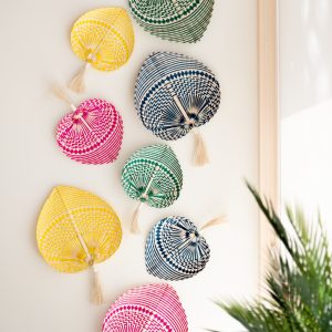 J-Line wanddecoratie Waaier Geweven – bamboe – mix – small – 4 stuks