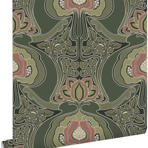 ESTAhome behang vintage bloemen in art nouveau stijl donkergroen – 53 ESTAhome behang vintage bloemen in art nouveau stijl donkergroen – 53
