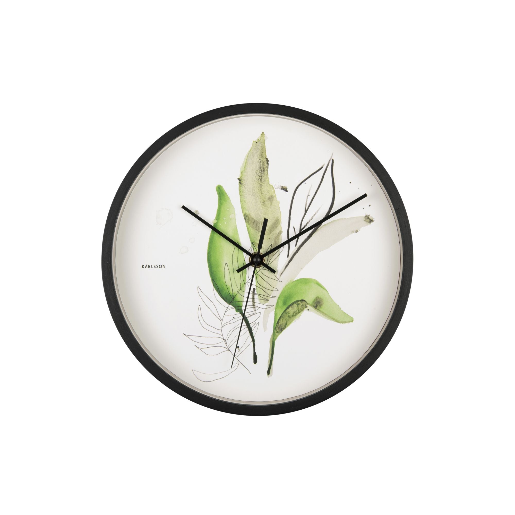 Karlsson wandklok Botanical Leaves - groen - Ø26cm