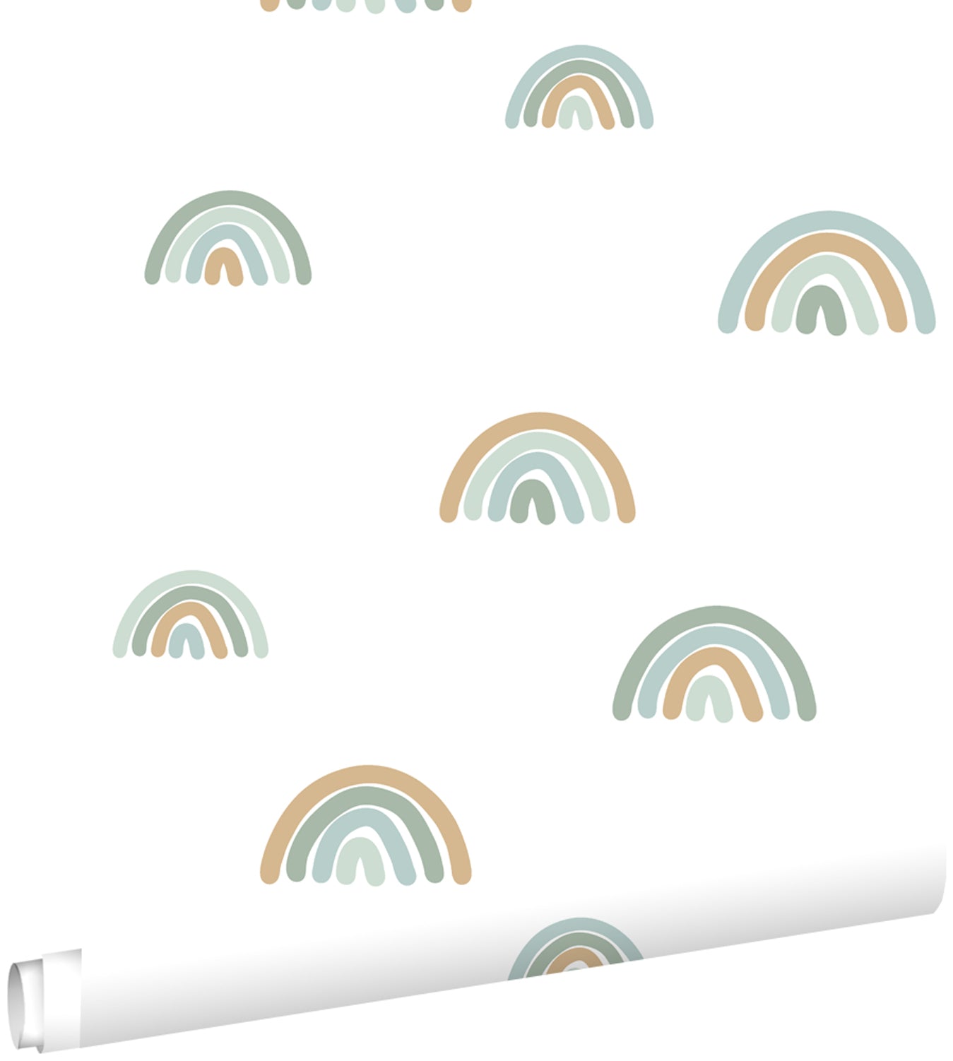 ESTAhome behang regenboogjes vergrijsd mintgroen en vergrijsd blauw -