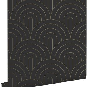 ESTAhome behang art deco motief zwart wit – 53 cm x 10.05 m – 139742