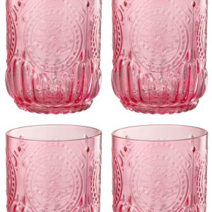 J-Line drinkglas Maya – glas – roze – giftbox van 4 J-Line drinkglas Maya – glas – roze – giftbox van 4
