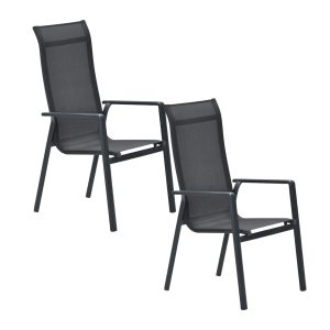 Garden Impressions Tuinstoel Siena stapelbaar donker grijs – 2 stuks