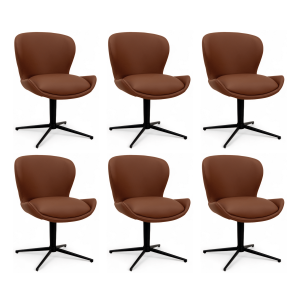 Furnhouse eetkamerstoel Nicklas – Donkerbruin – Leer – Set van 6
