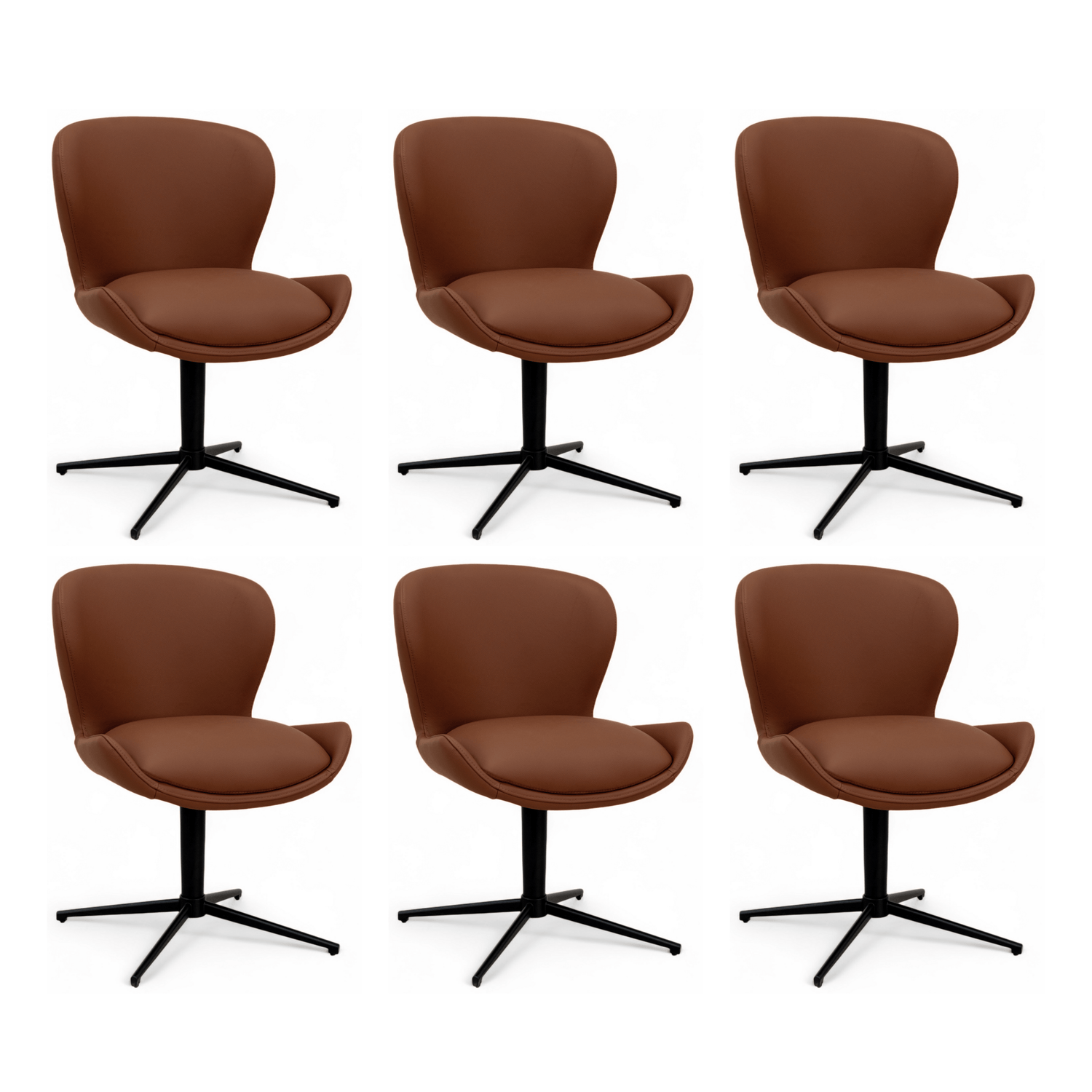 Furnhouse eetkamerstoel Nicklas - Donkerbruin - Leer - Set van 6