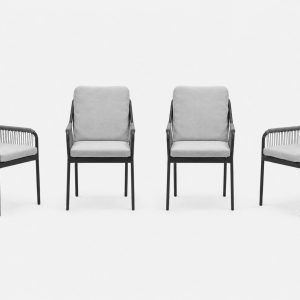 Garden Impressions Raxa tuinstoelen set van 4 – carbon black / rope ta Garden Impressions Raxa tuinstoelen set van 4 – carbon black / rope ta