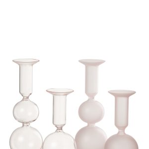 J-Line kaarshouder Ballen – glas – transparant/lichtroze – 2 stuks J-Line kaarshouder Ballen – glas – transparant/lichtroze – 2 stuks