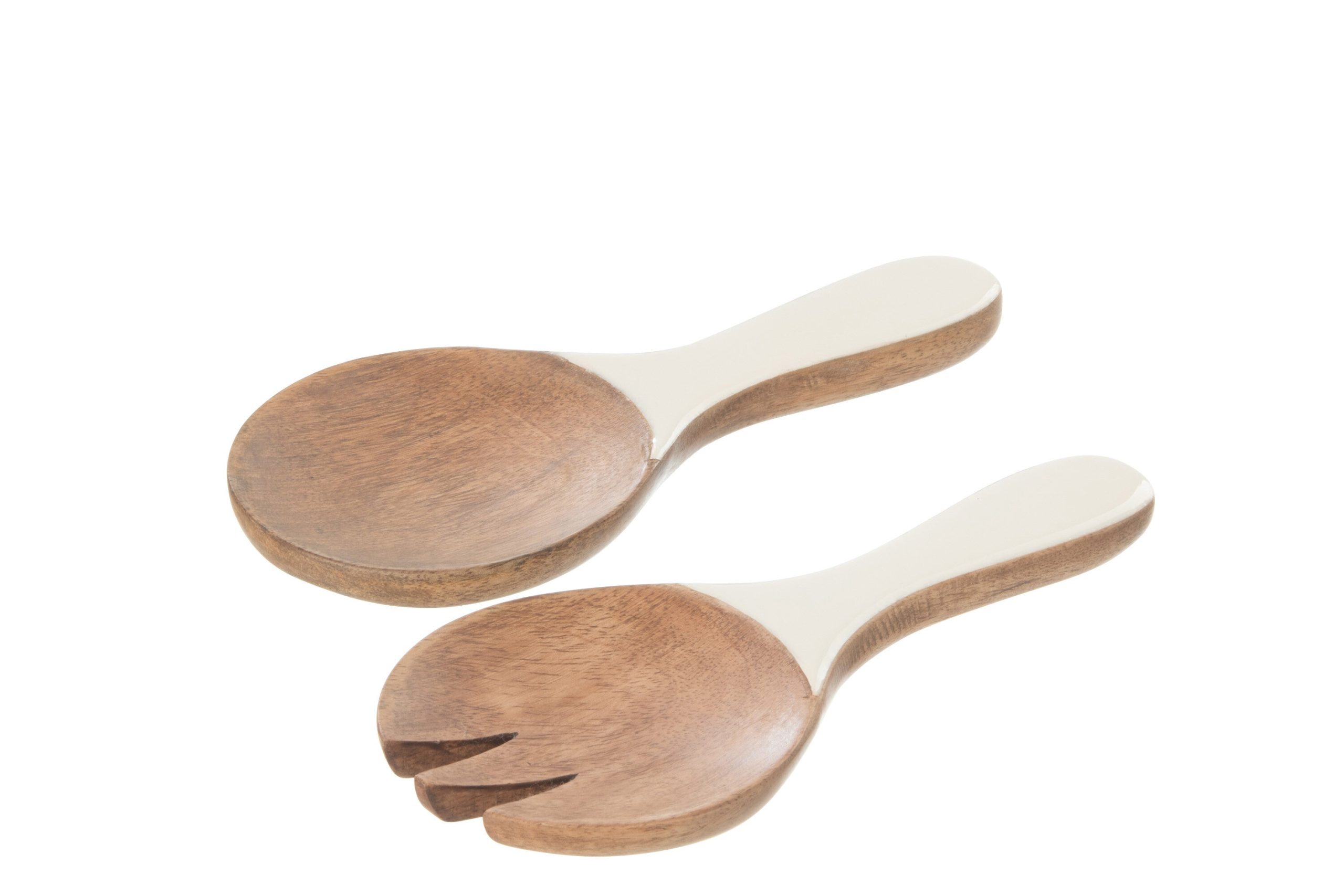 J-Line slabestek Kos - hout - bruin/wit - 2 stuks