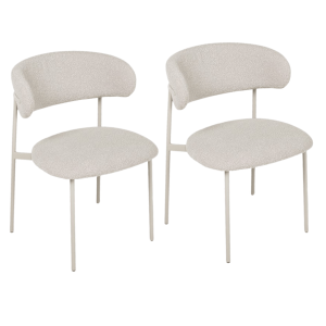 Furnhouse eetkamerstoel Diana – Beige – Stof (Bouclé) – Set van 2