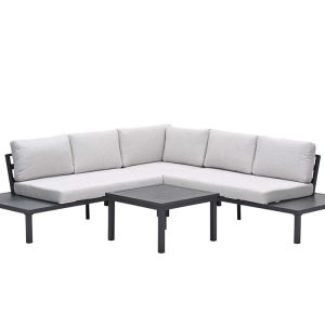 Prinos loungeset – 4-delig – carbon black – valley sand
