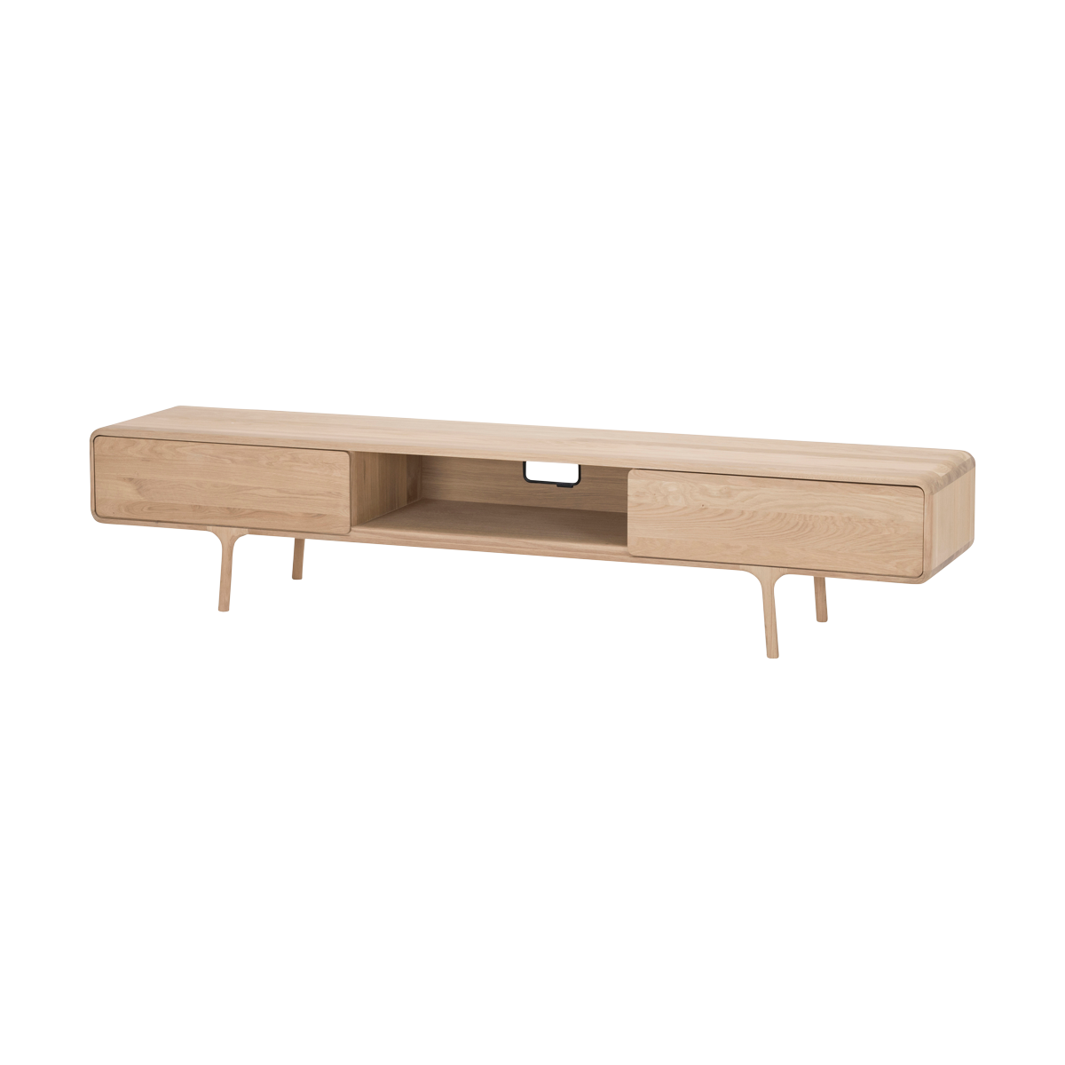 Gazzda Fawn Lowboard Whitewash - TV meubel - 2 Lades - 220 x 45 cm