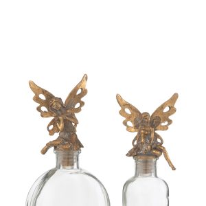 J-Line decoratie Flessen Fairy – metaal/glas – goud – 2 stuks J-Line decoratie Flessen Fairy – metaal/glas – goud – 2 stuks