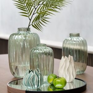 J-Line vaas Strepen – glas – groen – large – 29.5 cm hoog