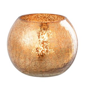 J-Line theelichthouder Bal Craquelé – glas – donkergoud – small