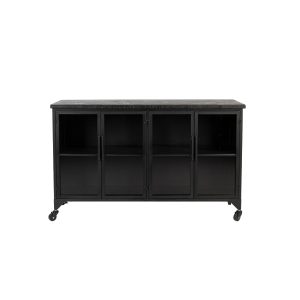 Housecraft Living Ferre Kast op wieltjes Laag Hout/ Metaal Zwart