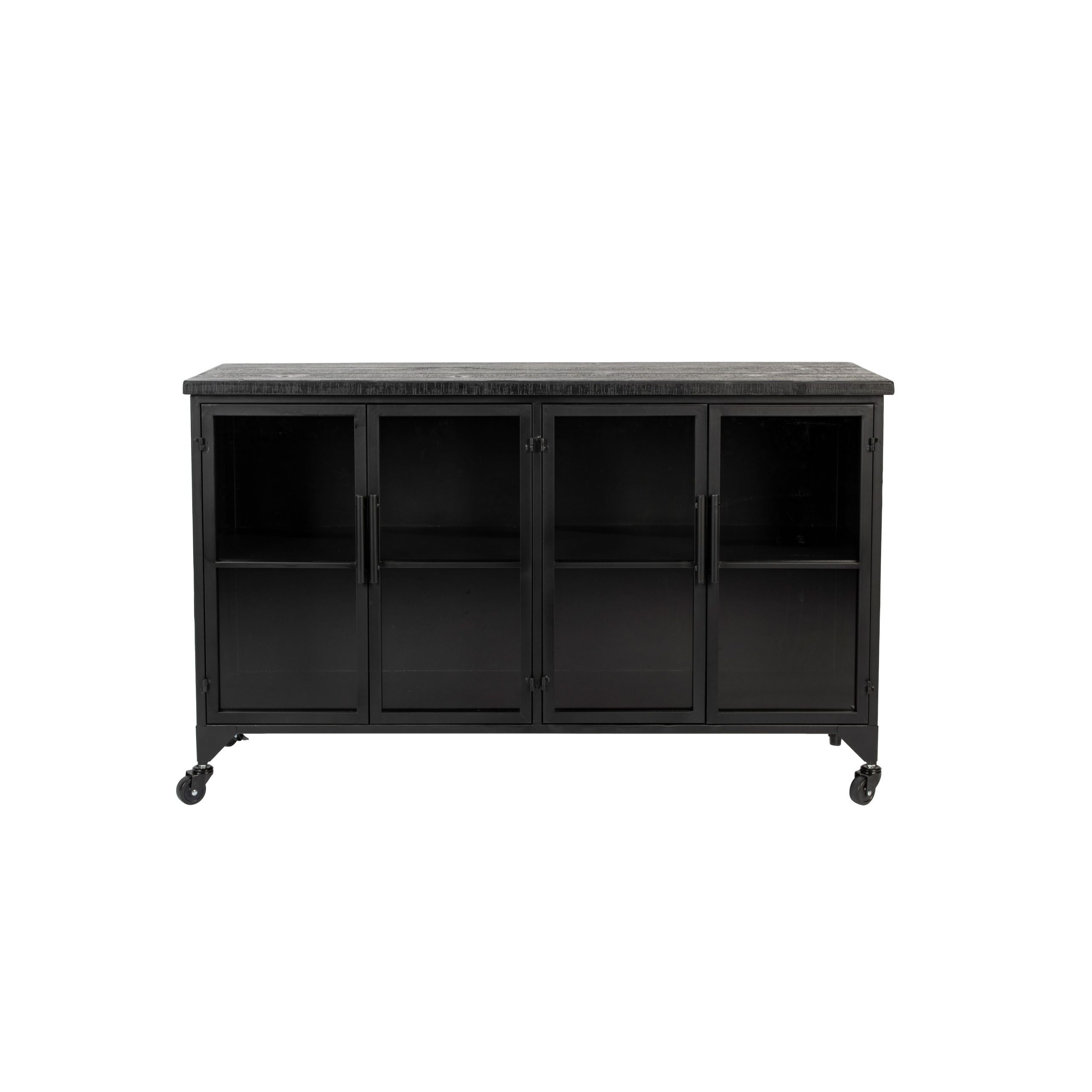 Housecraft Living Ferre Kast op wieltjes Laag Hout/ Metaal Zwart