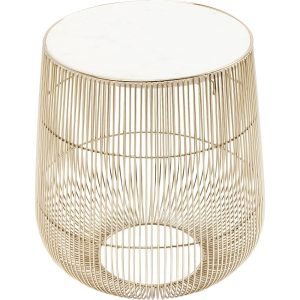 Kare Design Bijzettafel Beam Wit Marmer Messing Ø32cm Kare Design Bijzettafel Beam Wit Marmer Messing Ø32cm