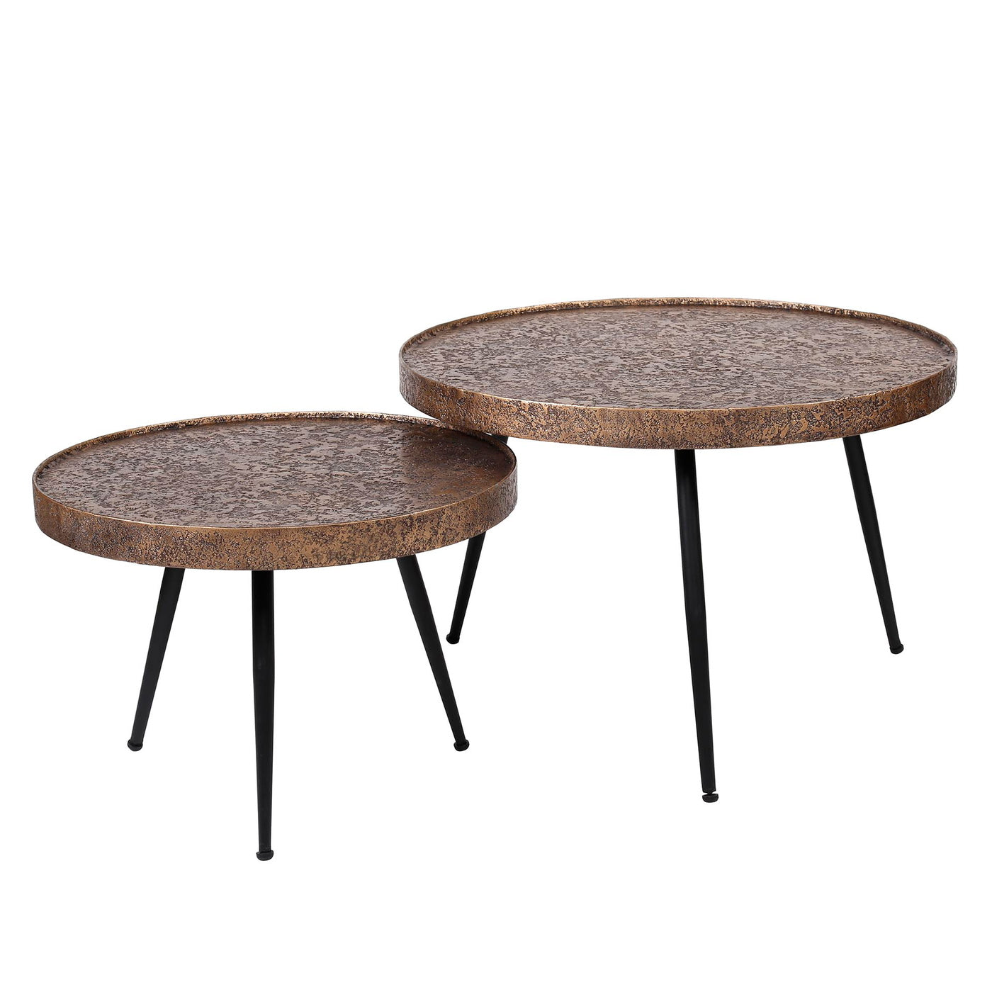 Giga Meubel Salontafel Metallic - Brons Metaal - Set van 2 - 74x74x50c