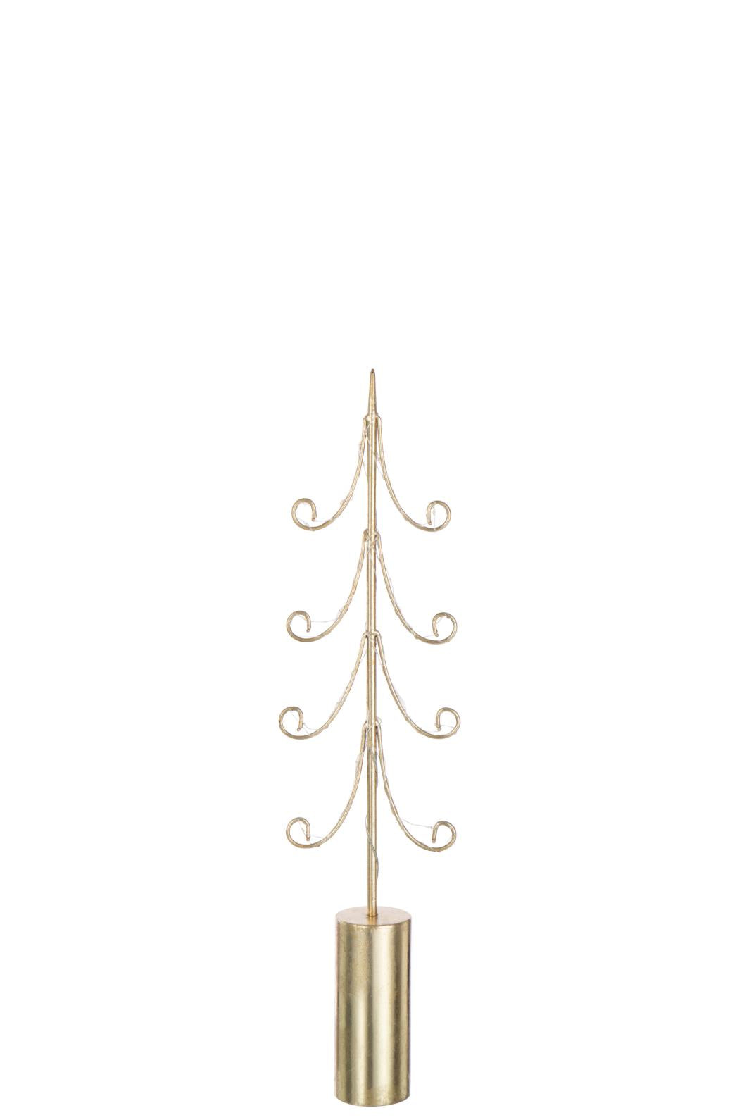 J-Line decoratie Boom - ijzer - goud - medium - LED lichtjes