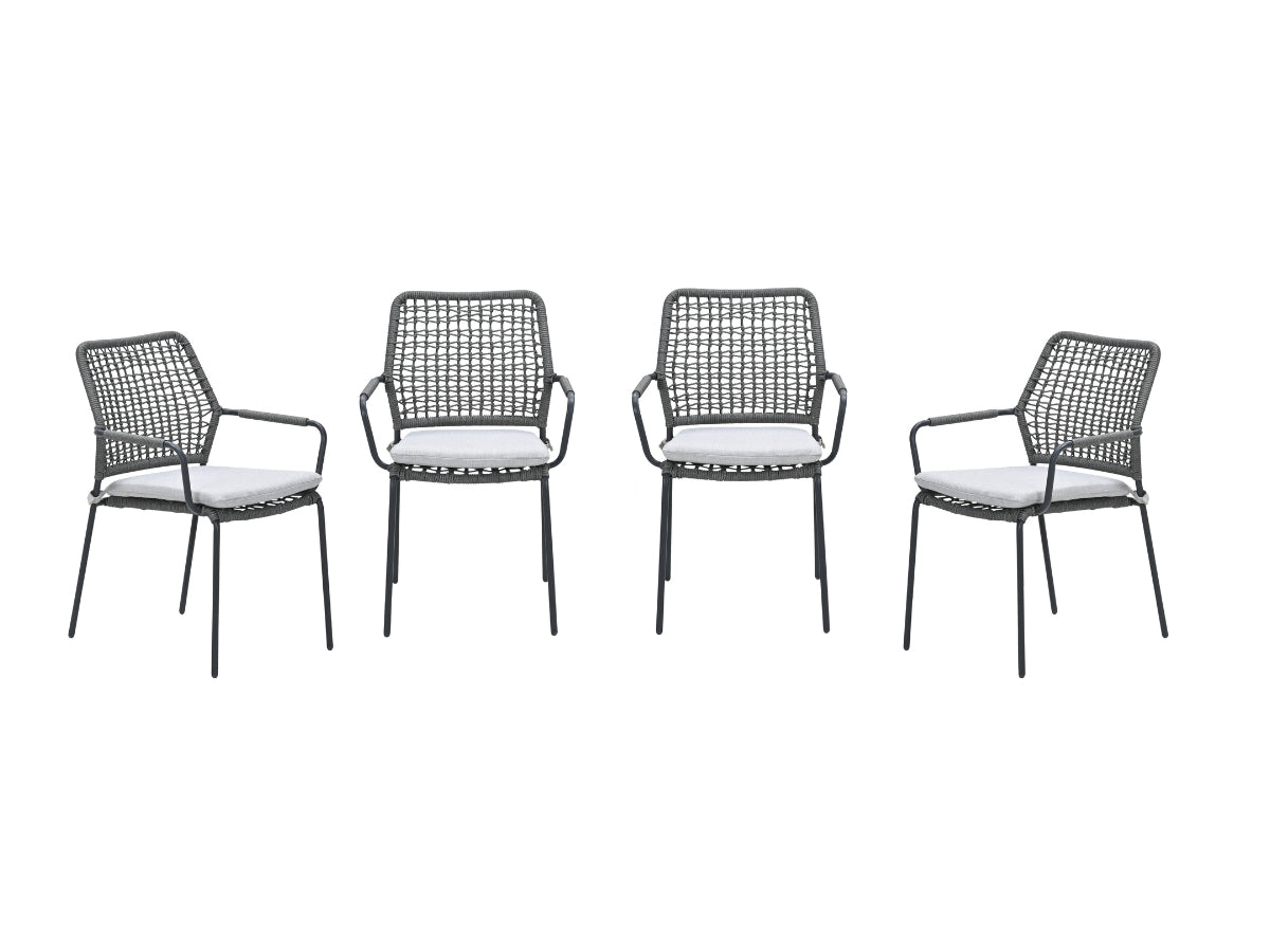 Garden Impressions Swifty tuinstoelen set van 4 – carbon black / rope
