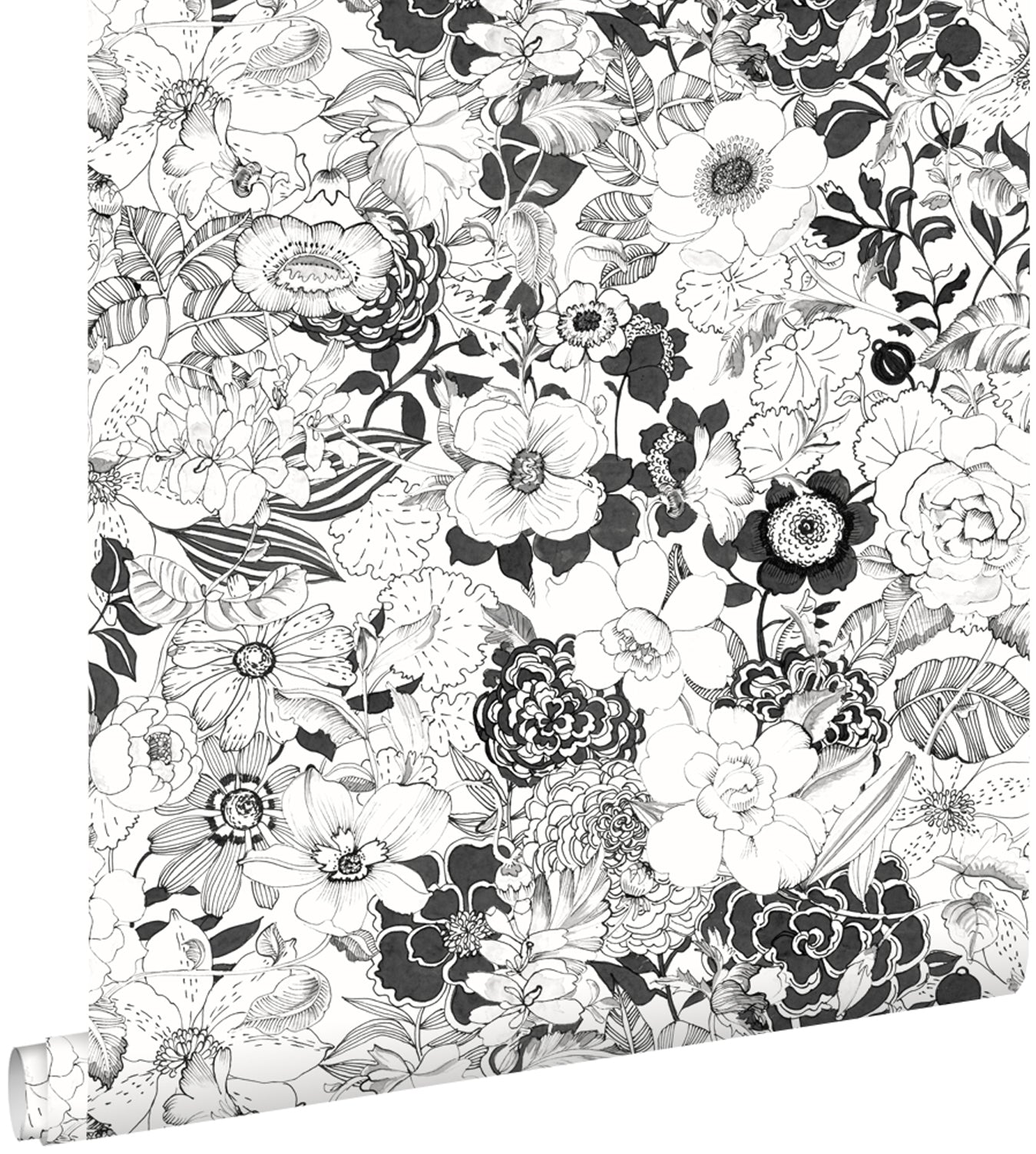 ESTAhome behang bloemen zwart en wit - 53 cm x 10.05 m - 138503