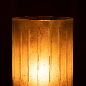 J-Line windlicht Strepen – glas – geel – large J-Line windlicht Strepen – glas – geel – large