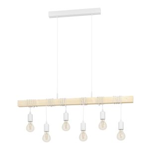 EGLO hanglamp Townshend – e27 – 100 cm – wit/bruin EGLO hanglamp Townshend – e27 – 100 cm – wit/bruin