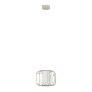EGLO hanglamp Terrarosa – e27 – ø 28,5 cm – zand/wit – textiel EGLO hanglamp Terrarosa – e27 – ø 28,5 cm – zand/wit – textiel