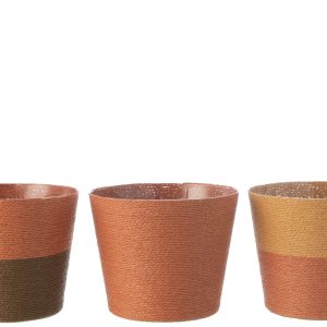 J-Line bloempot Touwtjes – papier – oker/bruin – extra large – 3 st. – J-Line bloempot Touwtjes – papier – oker/bruin – extra large – 3 st. –