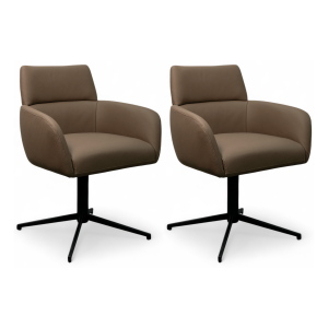 Furnhouse eetkamerstoelen armleuning Marco – Taupe – Leer – Set van 2 Furnhouse eetkamerstoelen armleuning Marco – Taupe – Leer – Set van 2