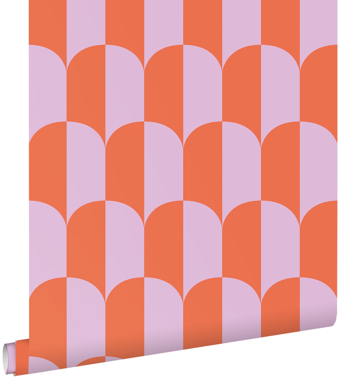 ESTAhome behang art deco bogen lila paars en oranje - 53 cm x 10.05 m
