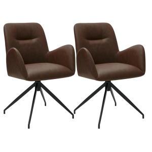 Furnhouse eetkamerstoelen armleuning Jennifer – Cognacbruin – Kunstlee