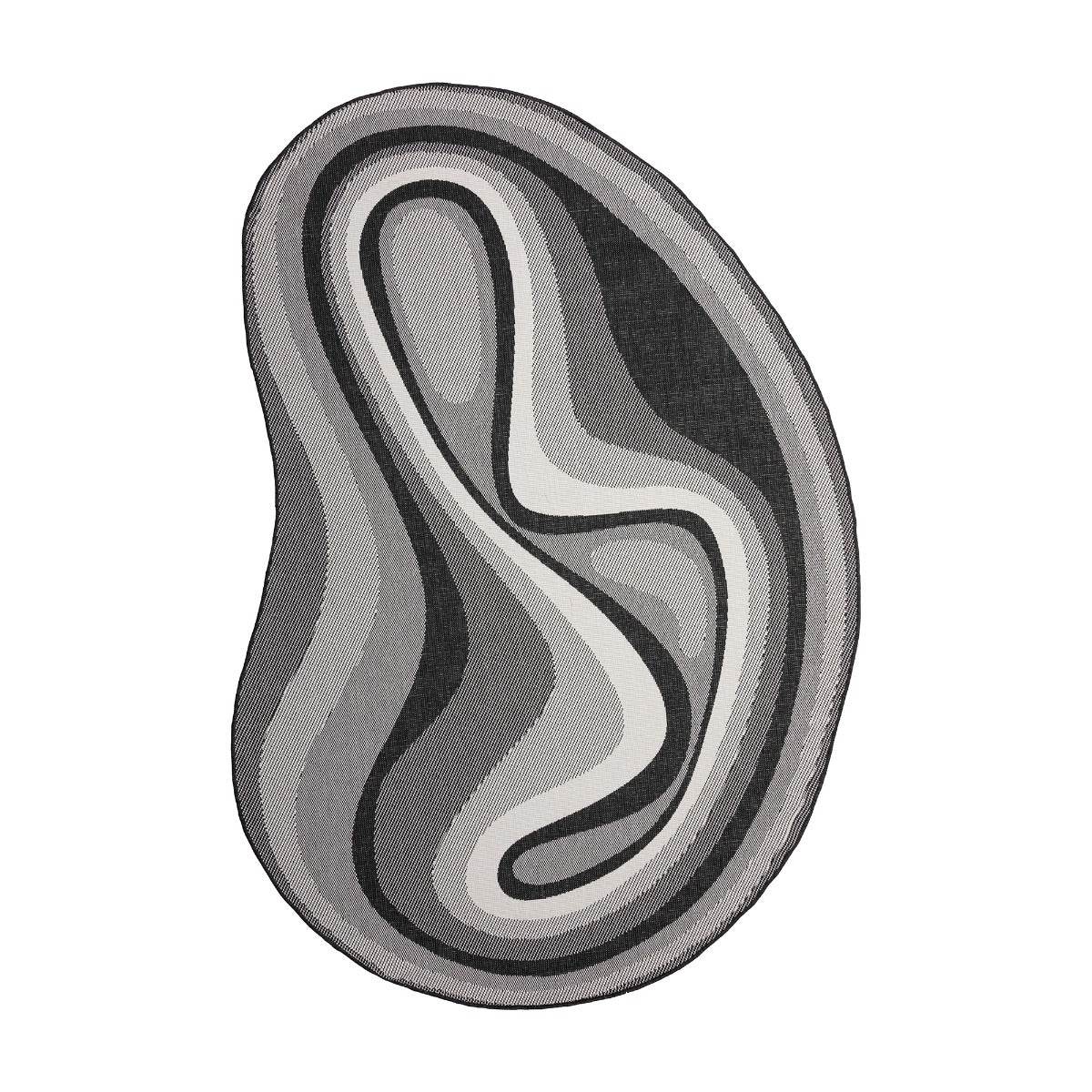 Interieur05 Organisch gevormd buitenkleed Loop Stone Zwart